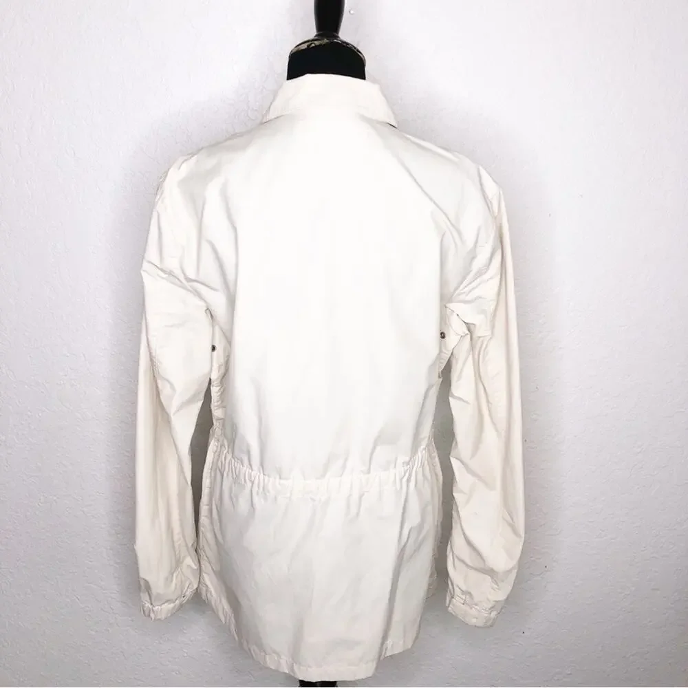 Theory Miron Fitzroy light tan cream full zip utility jacket size Medium